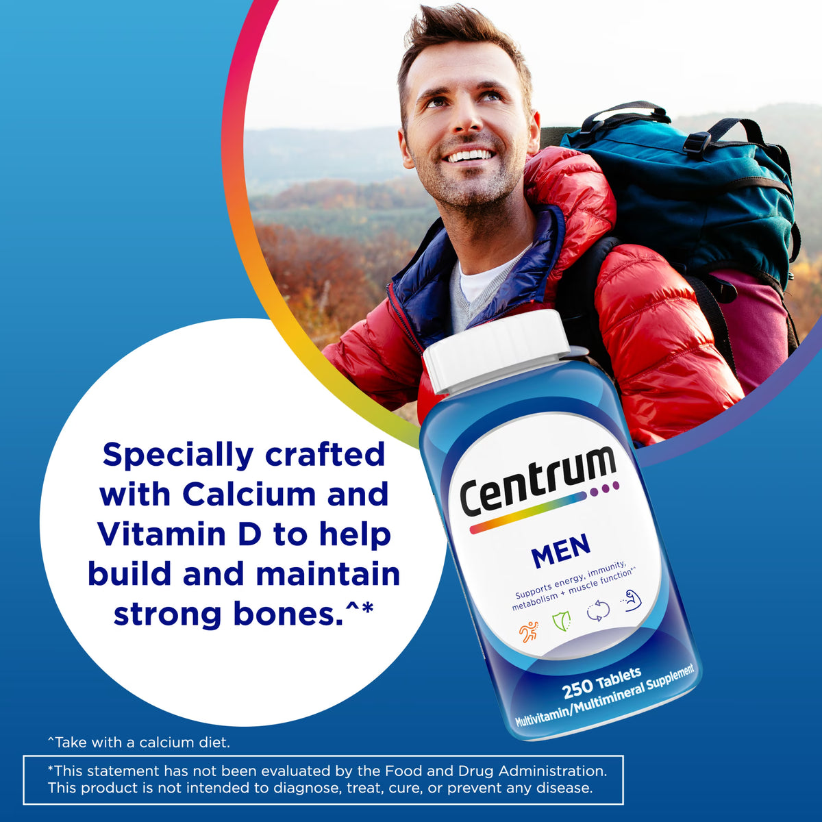 Centrum Men Multivitamin With Vitamins B, C, D3 & E, 100 Count
